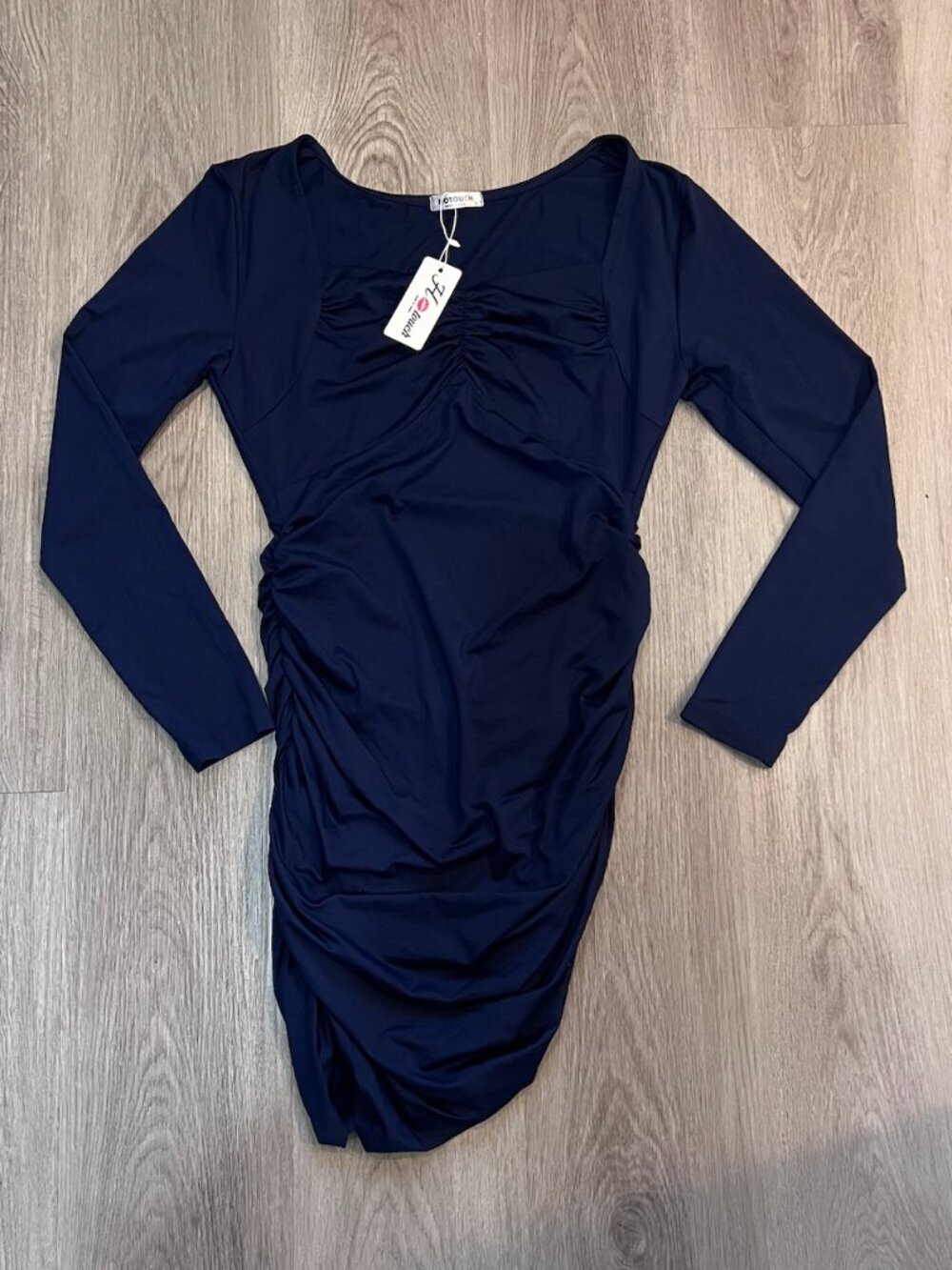 Hotouch Navy Blue Long Sleeve Bodycon Mini Dress Size Medium NEW